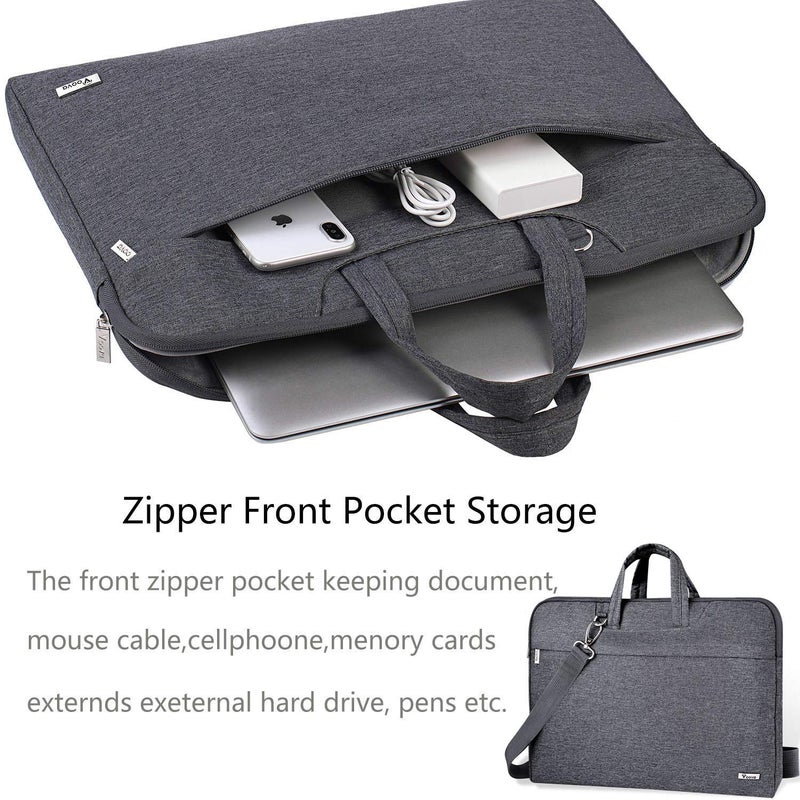 Voova Laptop Bag 15.6 Inch, Waterproof Computer Sleeve Carrying Case with Shoulder Straps & Handle Compatible with Macbook Air 15 M2/M3/M4, MacBook Pro 15/16, 15-16 Inch Hp Dell Lenovo Asus, Grey - Image 2